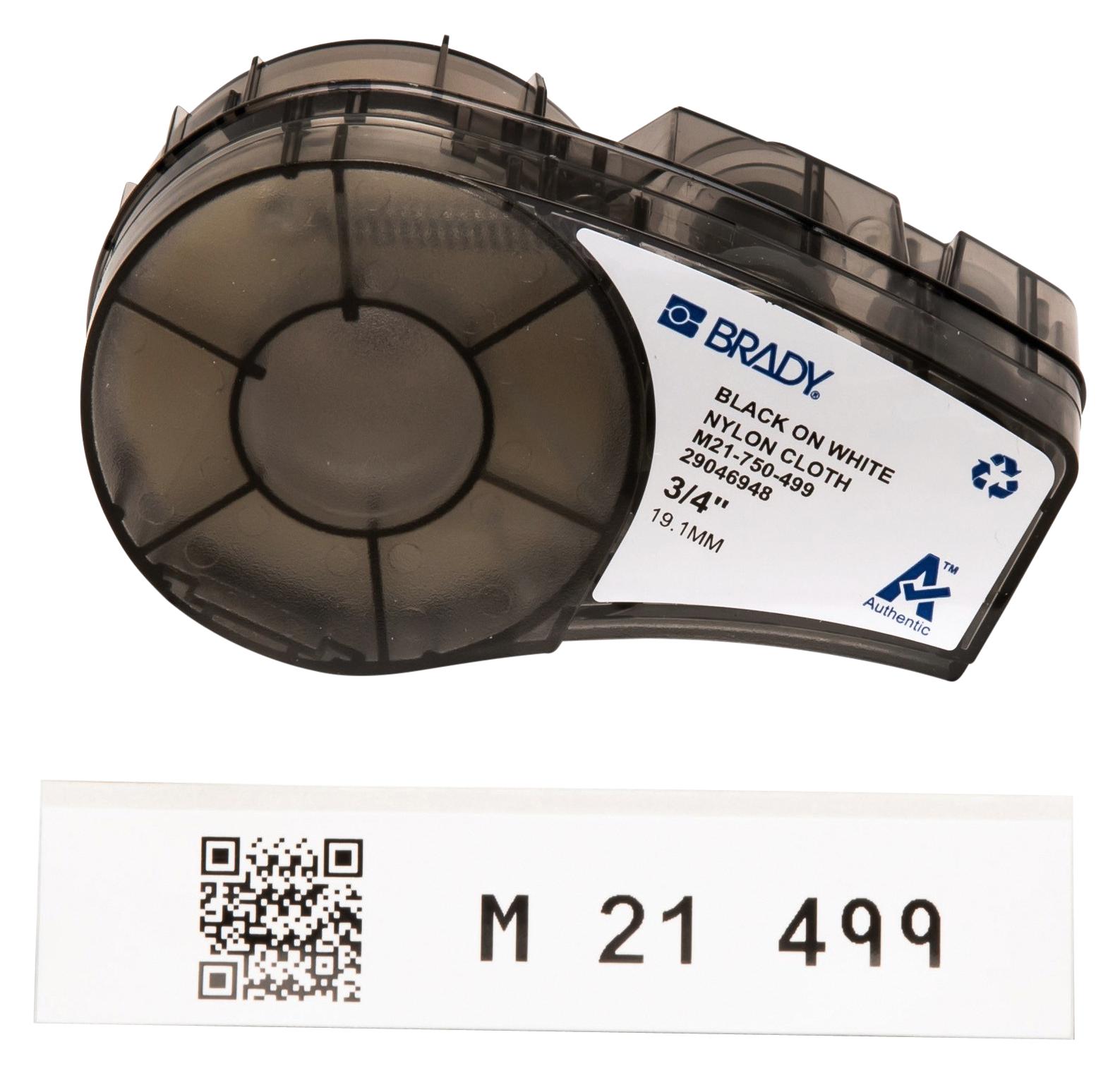 M21750499 Brady Label Printer Tape, Adhesive, Black on White